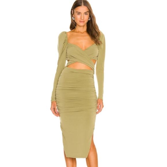Majorelle Darla Midi Dress in Olive Green NWOT Size Small - Picture 1 of 3